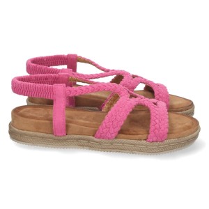 Sandalia plana cuerda elastico rosa