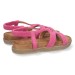 Sandalia plana cuerda elastico rosa